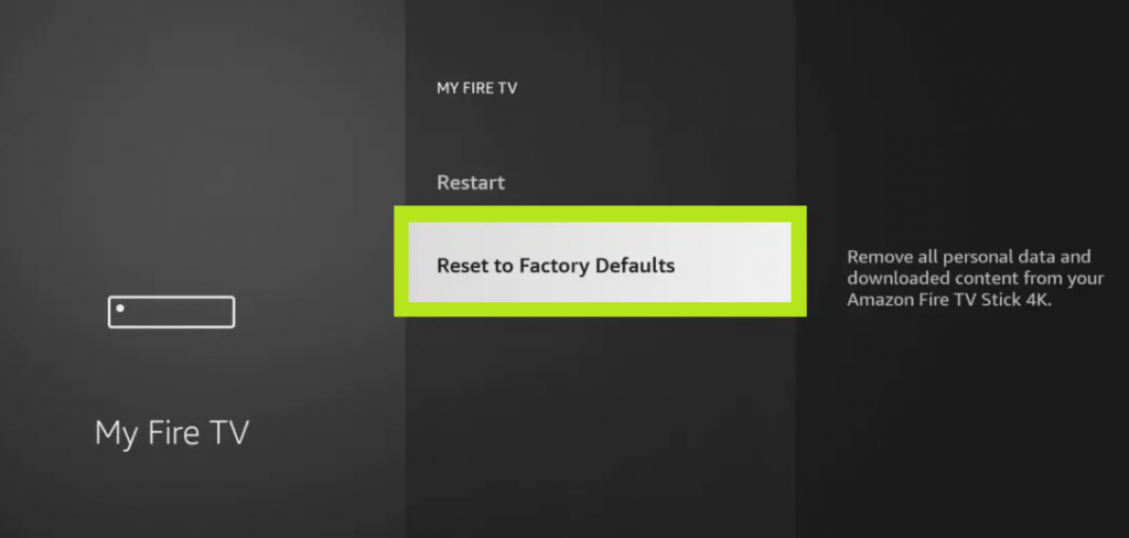 Tap Reset to Factory Defaults