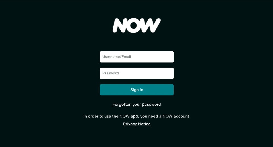 Sign in with NOW username and password