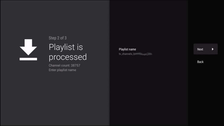 Click Next if Playlist is processed