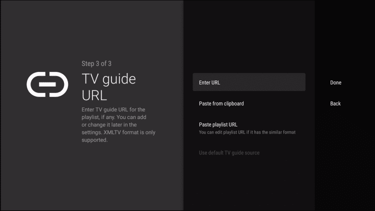 Enter URL to add TV Guide