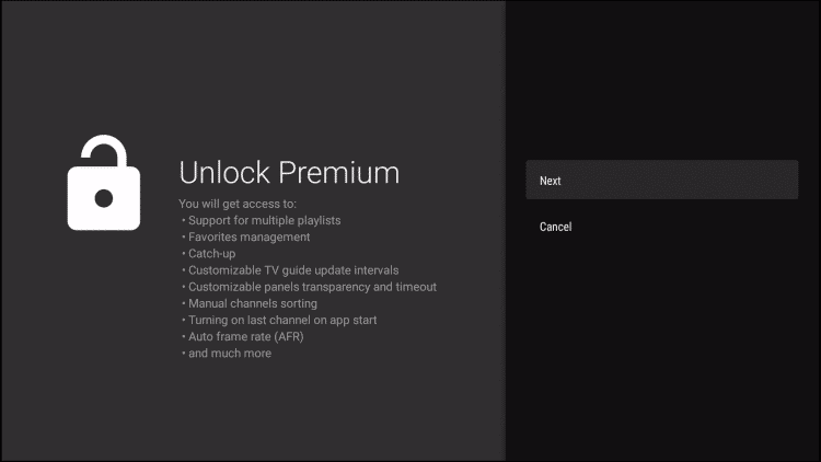 Click Next to continue to unlock TiviMate Premium