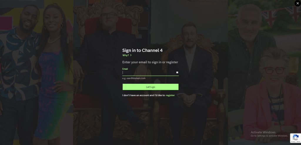 Channel 4 sign up process