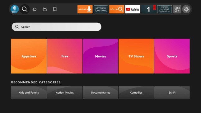 Click on the Search button from the firestick's home screen