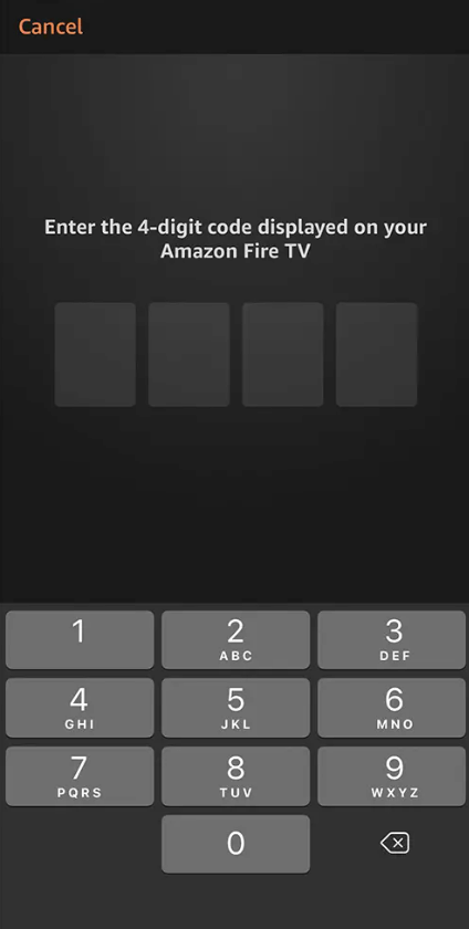 Enter the TV PIN on the app to pair remote.