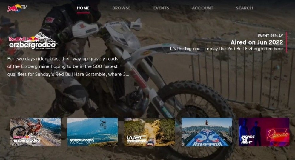 Red Bull TV home page