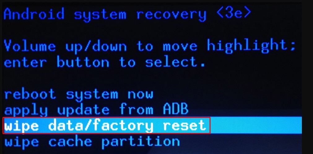 Choose Factory reset option