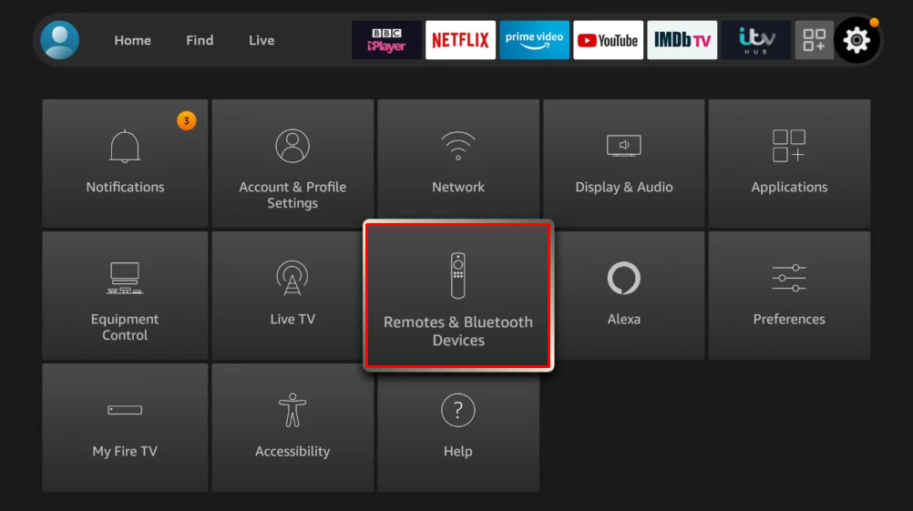 Select the Remote and Bluetooth option