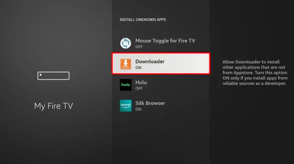 Enable the Install Unknown Apps to get the Dropbox on Firestick