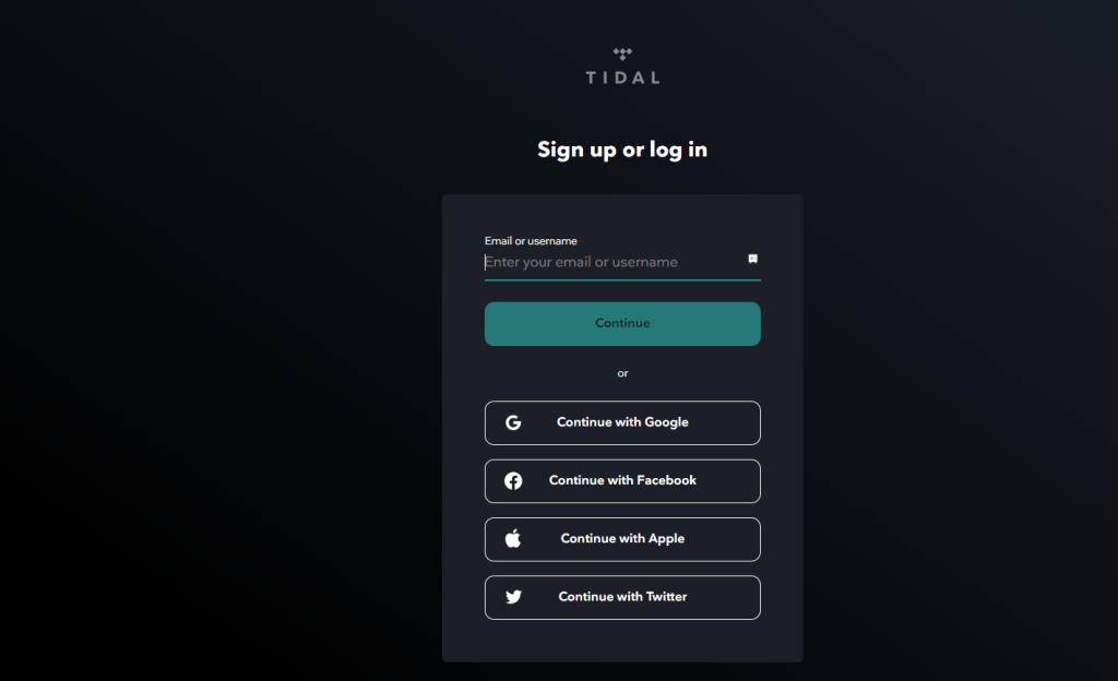 Login with your Tidal account